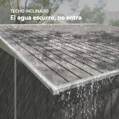 Outsunny Cobertizo De Jardín Con Puerta Y 2 Ventanas 8,9 M² 280x345x201 Cm Gris_3