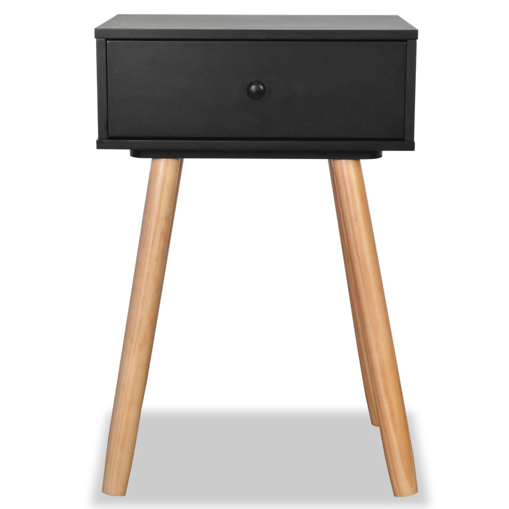 Mesitas De Noche 2 Uds. Madera Maciza De Pino 40x30x61 Cm Negro_2