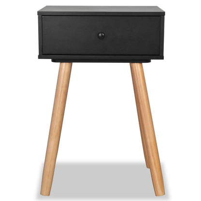 Mesitas De Noche 2 Uds. Madera Maciza De Pino 40x30x61 Cm Negro_2
