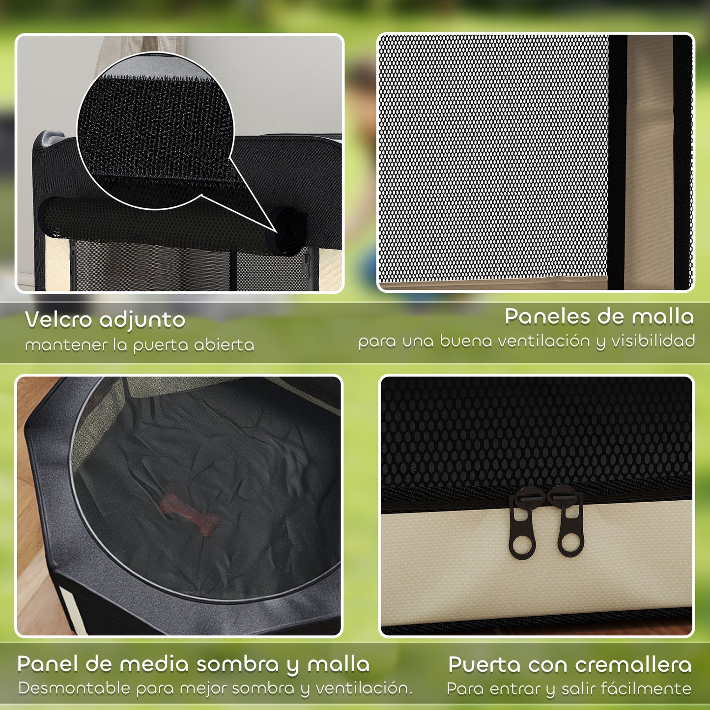 Pawhut Parque Para Mascotas Plegable 90x90x41cm Impermeable De Tela Oxford Negro_5