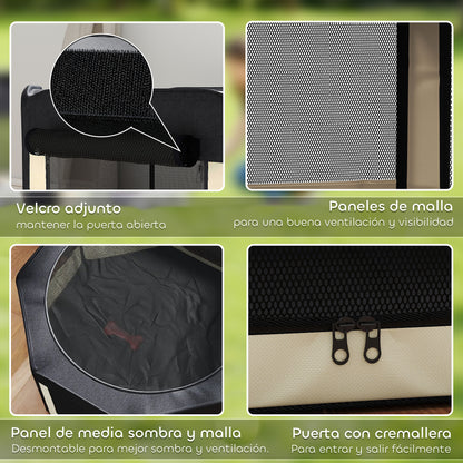 Pawhut Parque Para Mascotas Plegable 90x90x41cm Impermeable De Tela Oxford Negro_5