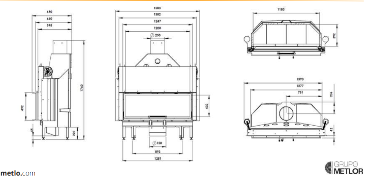Insertables Con Ventilación A Leña Metlor Modelo Ecolux 120 Up_3