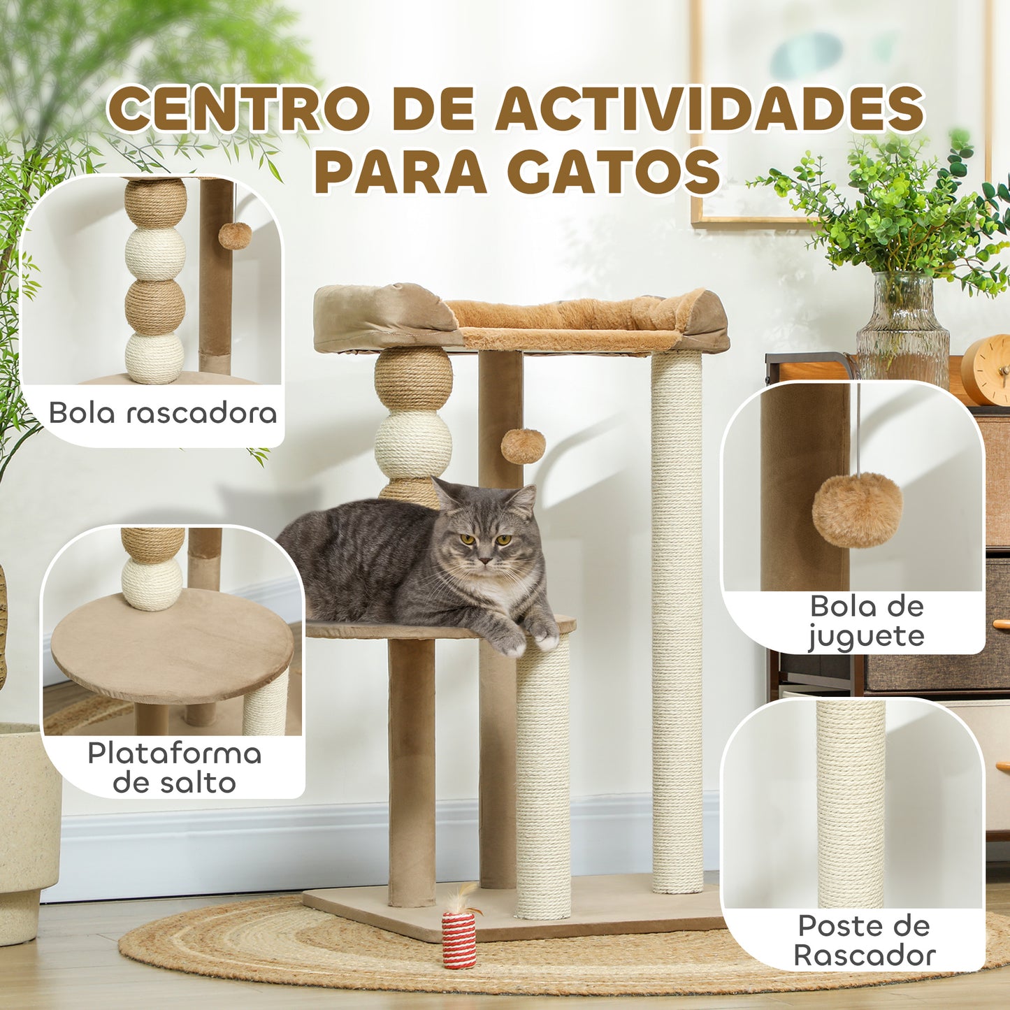 Pawhut Árbol Rascador Para Gatos_4