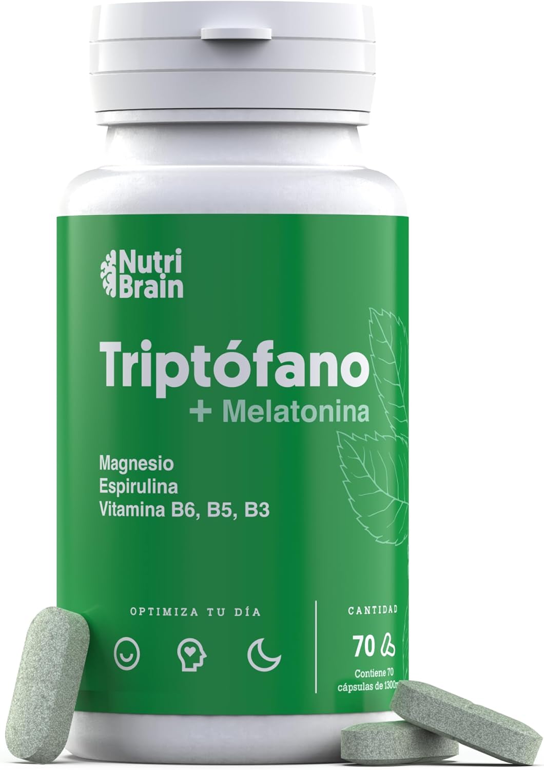 Triptófano Con Melatonina Y Magnesio Para Sueño Reparador Nutribrain 70 Comprimidos_0