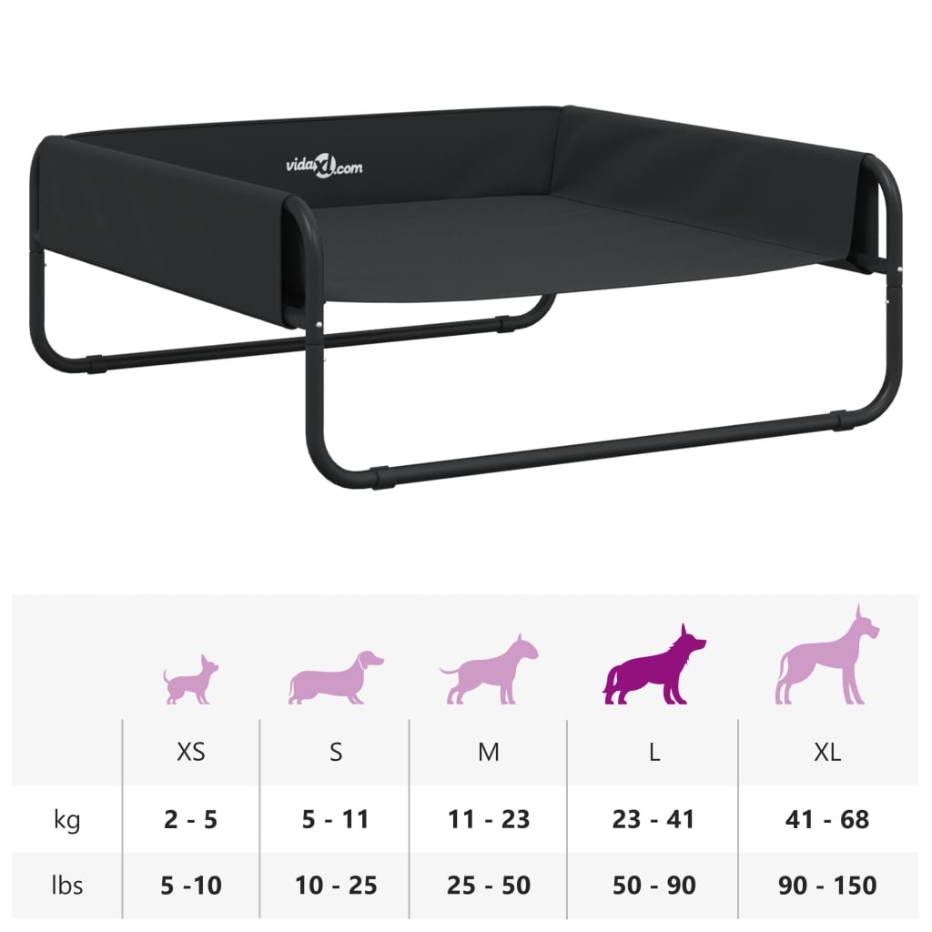 Cama Elevada Para Perros Tela Oxford Y Acero Gris Antracita / Vetonek_0