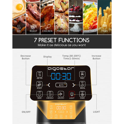 Freidora de aire MAHA Aigostar Window Box 4L con ventana