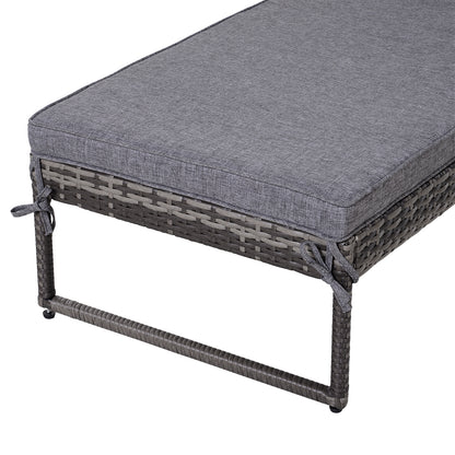 Outsunny Conjunto De 2 Tumbonas De Terraza Con Mesa Ratán 195x60x86 Cm Gris_3