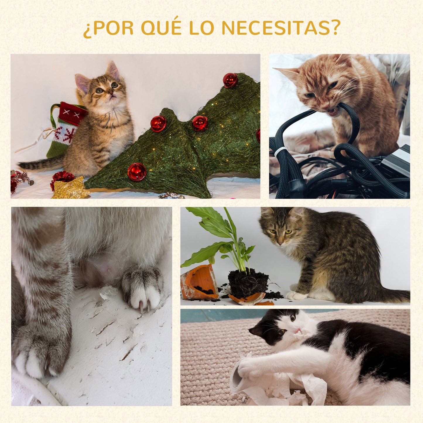 Pawhut Árbol Rascador Para Gatos Pequeños De 57 Cm Con Poste De Yute Rascador_5