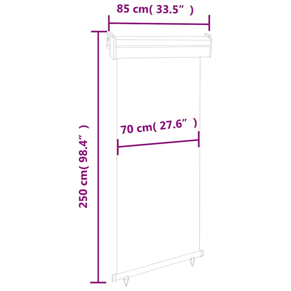 Vidaxl Toldo Lateral De Balcón Color Crema 85x250 Cm_2