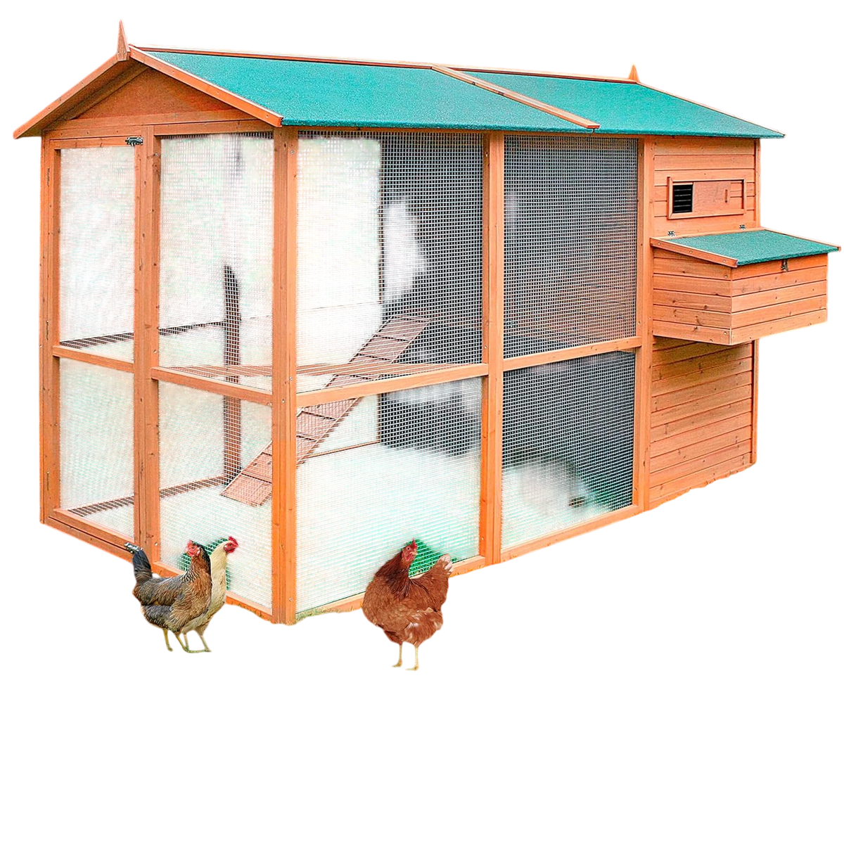 Gallinero Oslo Para 8-12 Gallinas - Gran Tamaño - Refugio Cubierto - Bandeja Extraíble - Incluye Perchas Y Ponedero_0