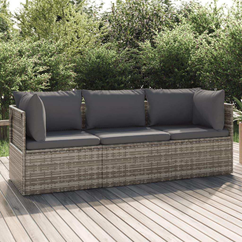Vidaxl Set De Muebles De Jardín 3 Pzas Y Cojines Ratán Sintético Gris_1