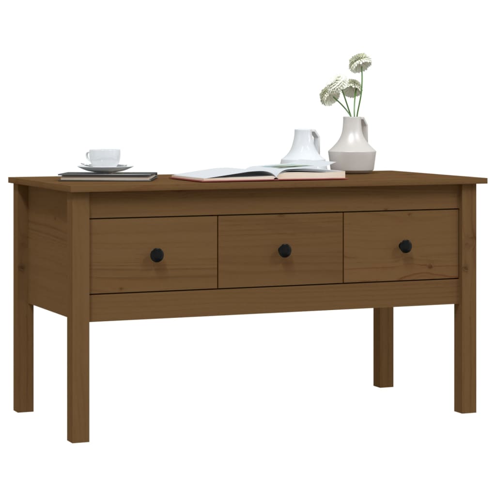Mesa De Centro Madera Maciza De Pino Marrón Miel 102x49x55 Cm_2