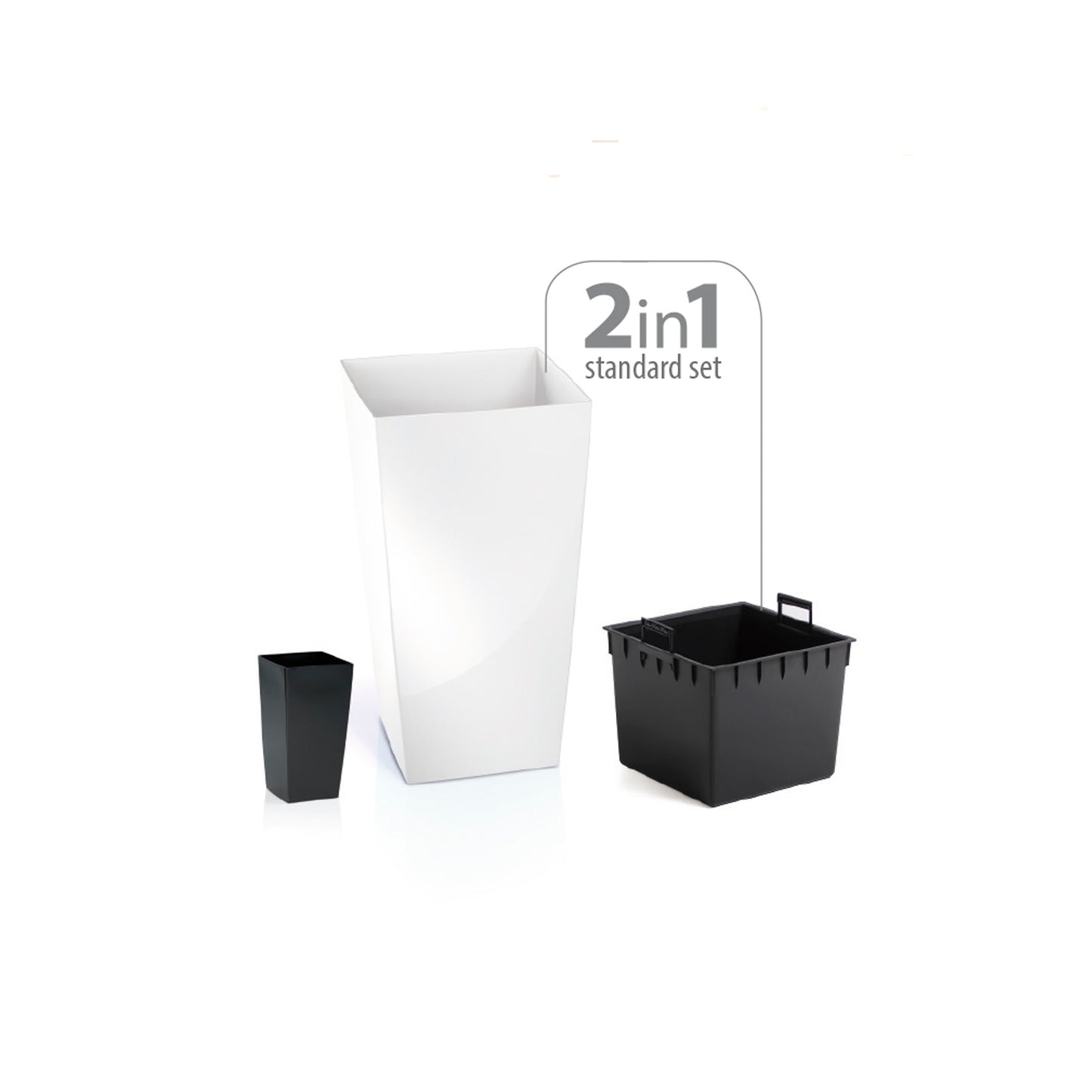 Maceta Alta 19 L Prosperplast Urbi Square De Plástico Con Depósito En Color Blanco, 45 (alto) X 24 (ancho) X 24 (profundo) Cms_1