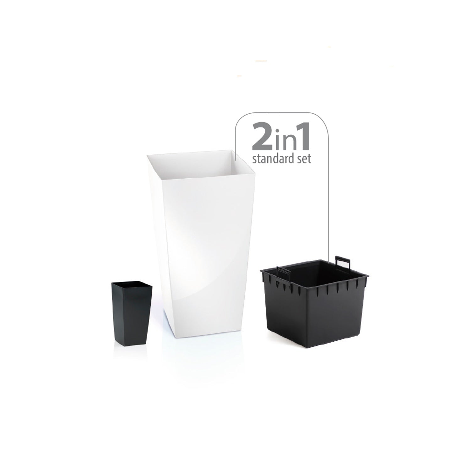 Maceta Alta 19 L Prosperplast Urbi Square De Plástico Con Depósito En Color Blanco, 45 (alto) X 24 (ancho) X 24 (profundo) Cms_1