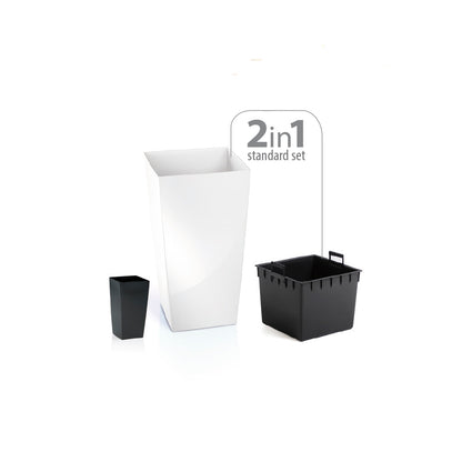 Maceta Alta 19 L Prosperplast Urbi Square De Plástico Con Depósito En Color Blanco, 45 (alto) X 24 (ancho) X 24 (profundo) Cms_1