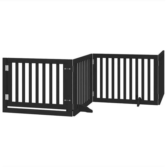 Vidaxl Puerta De Perros Plegable 12 Paneles Madera Álamo Negra 960 Cm_0