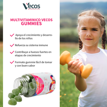 Multivitamínico Infantil Vecos 60 Gummies | Defensas Y Crecimiento | Vitaminas A, C, D + B_3