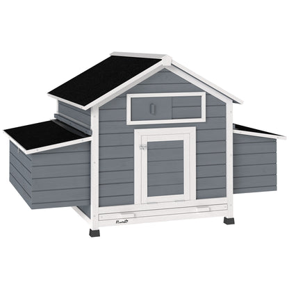 Pawhut Gallinero De Madera Para Exterior Con 2 Nidos 150x100x96,5 Cm Gris_0
