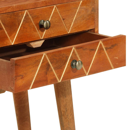 Mesita De Noche De Madera Maciza De Mango 43x30x58 Cm_3