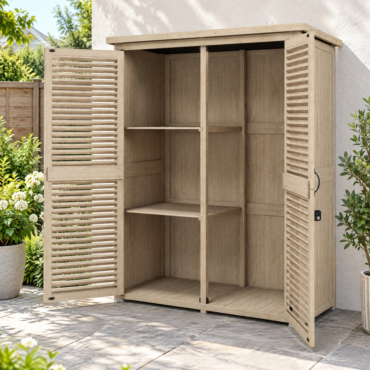Cobertizo De Madera Outsunny Madera De Abeto Madera Natural 127x65x168 Cm_1