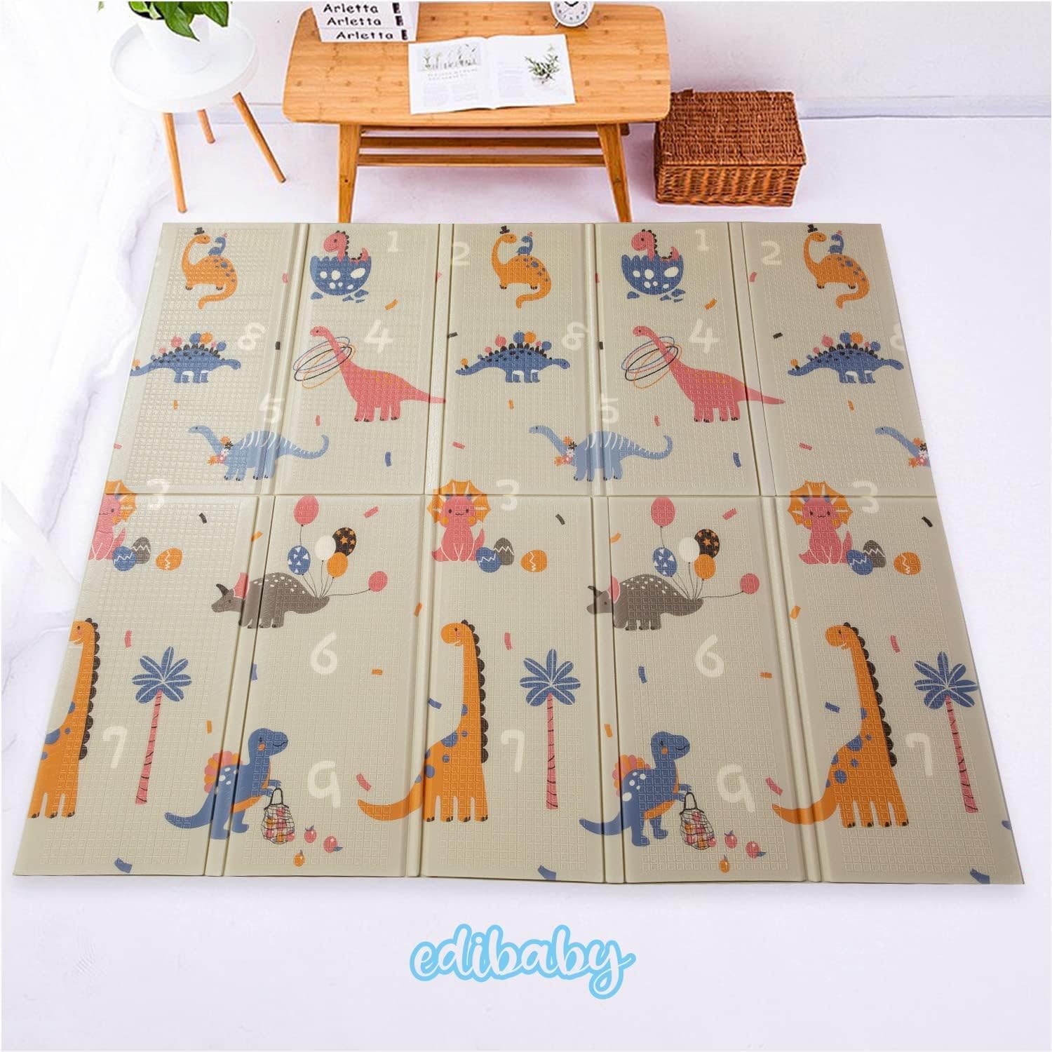 Alfombra Bebe, 1.5cm Grosor, Diseño Infantil, 200 X 180 Cm, Acolchada De Xpe, Reversible_5