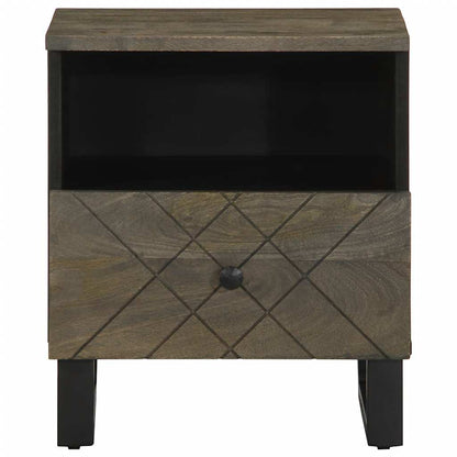 Mesita De Noche De Madera Maciza De Mango Negra 40x33x46 Cm_1