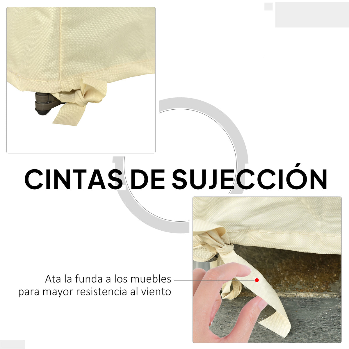 Outsunny Funda Protectora Banco 2 Plazas 140x84x56/94 Cm Tela Oxford 600d Crema_5