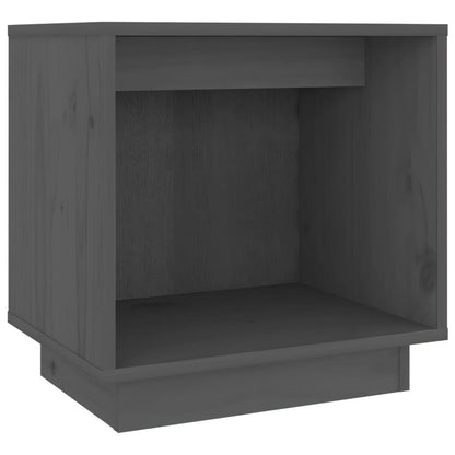 Mesita De Noche De Madera Maciza De Pino Gris 40x30x40 Cm_0