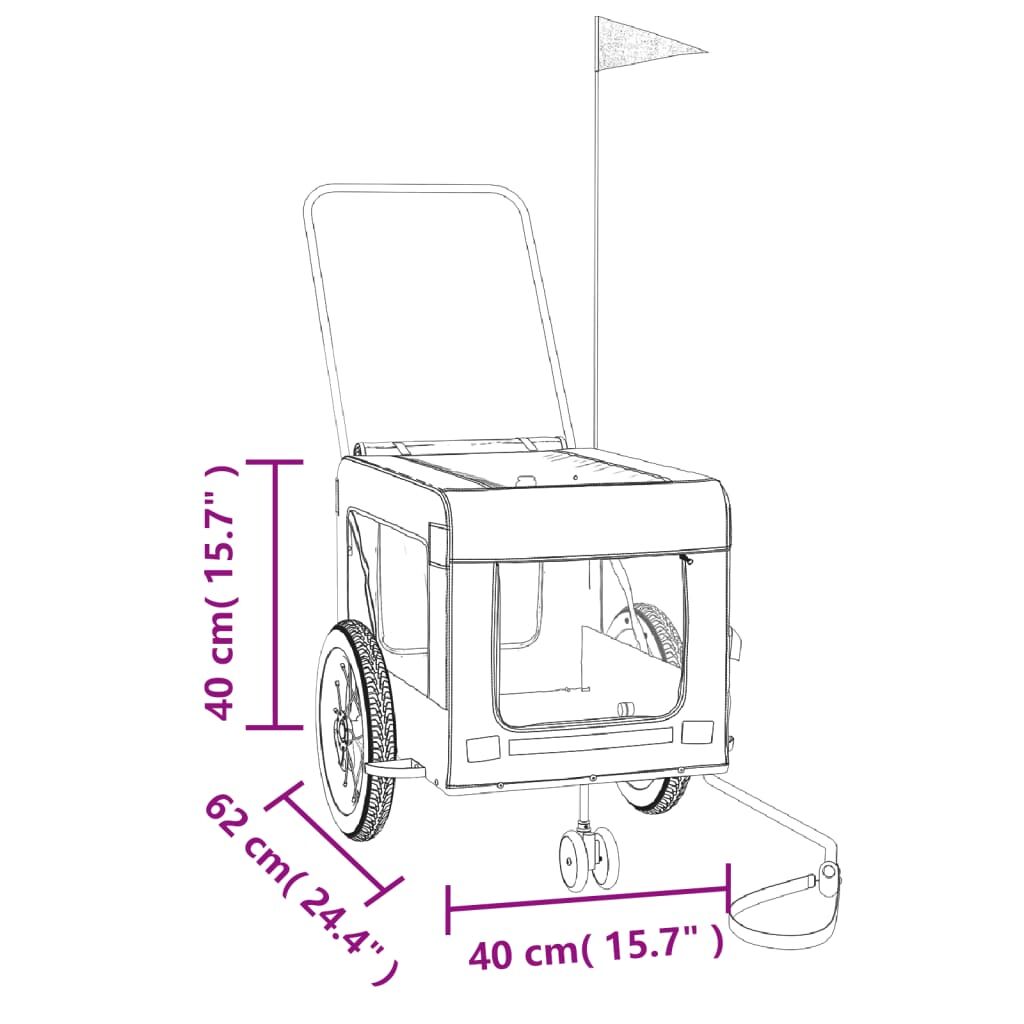 Vidaxl Remolque De Bicicleta Mascotas Hierro Tela Oxford Azul Negro_2