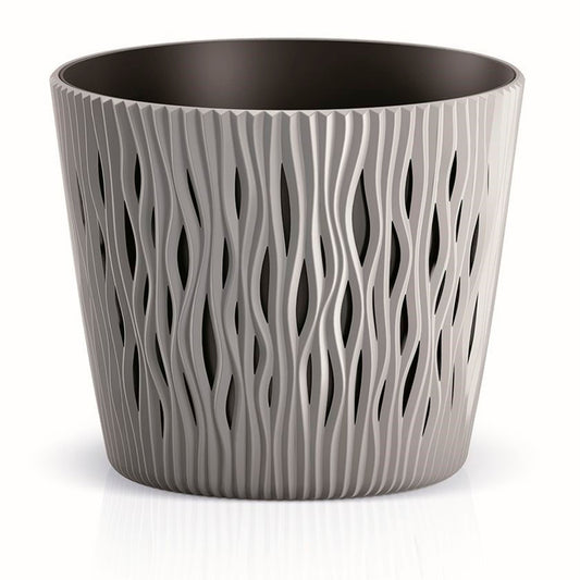 Maceta Redonda De Plastico Sandy Round En Color Gris 18,9 (largo) X 18,9 (ancho) X 16,5 (alto) Cm_0