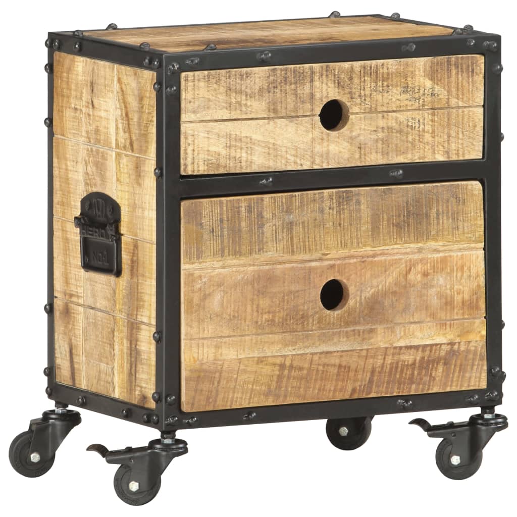 Mesita De Noche De Madera De Mango Rugosa 40x30x50 Cm_0