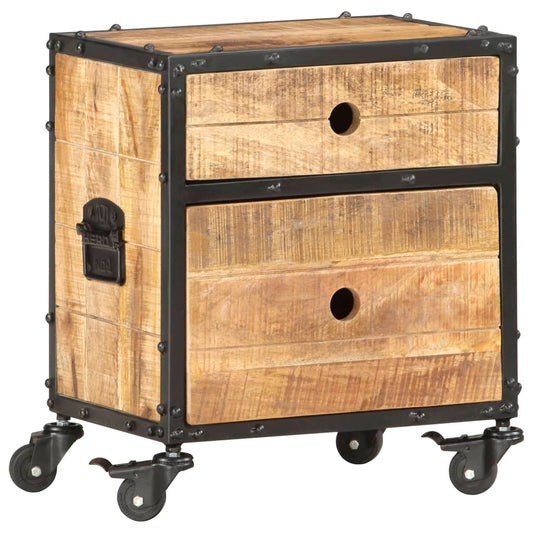 Mesita De Noche De Madera De Mango Rugosa 40x30x50 Cm_0