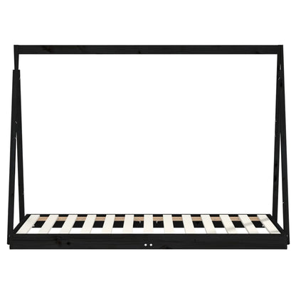 Estructura De Cama Para Niños Madera De Pino Negro 80x160 Cm / Vetonek_4