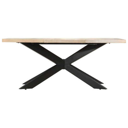 Mesa De Comedor Madera Maciza De Mango Blanqueada 180x90x76 Cm_0
