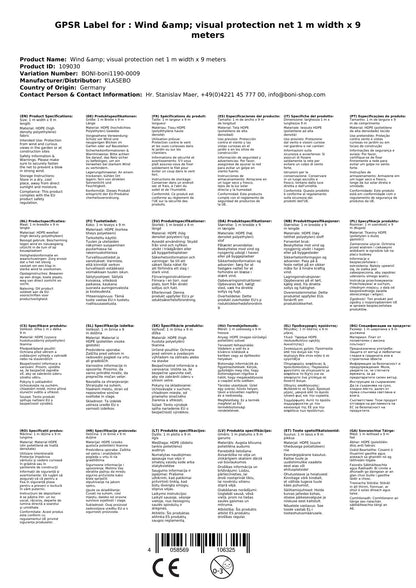 Malla De Ocultación Y Cortavientos 1m X 9m, Tejido Hdpe, Verde_1