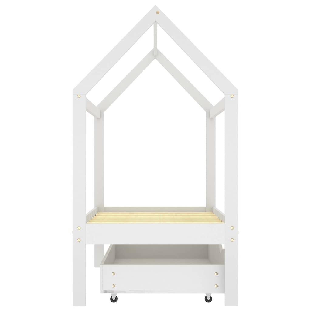 Vidaxl Estructura De Cama Infantil Y Cajón Madera Pino Blanca 70x140cm_3