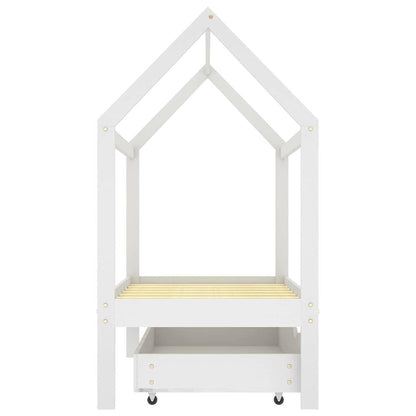 Vidaxl Estructura De Cama Infantil Y Cajón Madera Pino Blanca 70x140cm_3