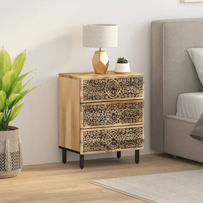 Mesita De Noche Madera Maciza De Mango 50x33x60 Cm_1