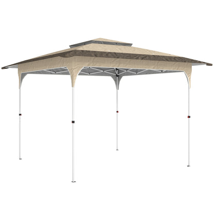 Outsunny Carpa Plegable 3,5x3,5 M Con Doble Techo Altura Ajustable Upf50+ Caqui_0