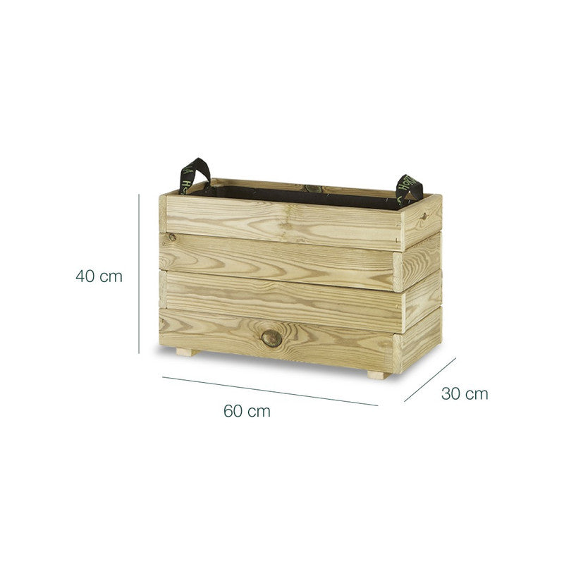 Jardinera Rectangular De Madera Tratada 60x30x40 Cm Ghio Hortalia_5