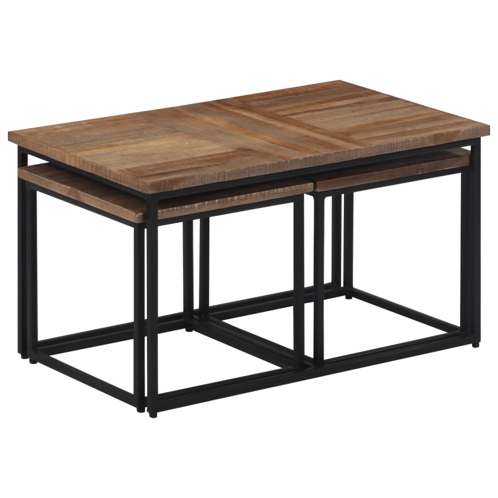 Mesas De Centro Apilables 3 Unidades Madera Maciza De Teca_2