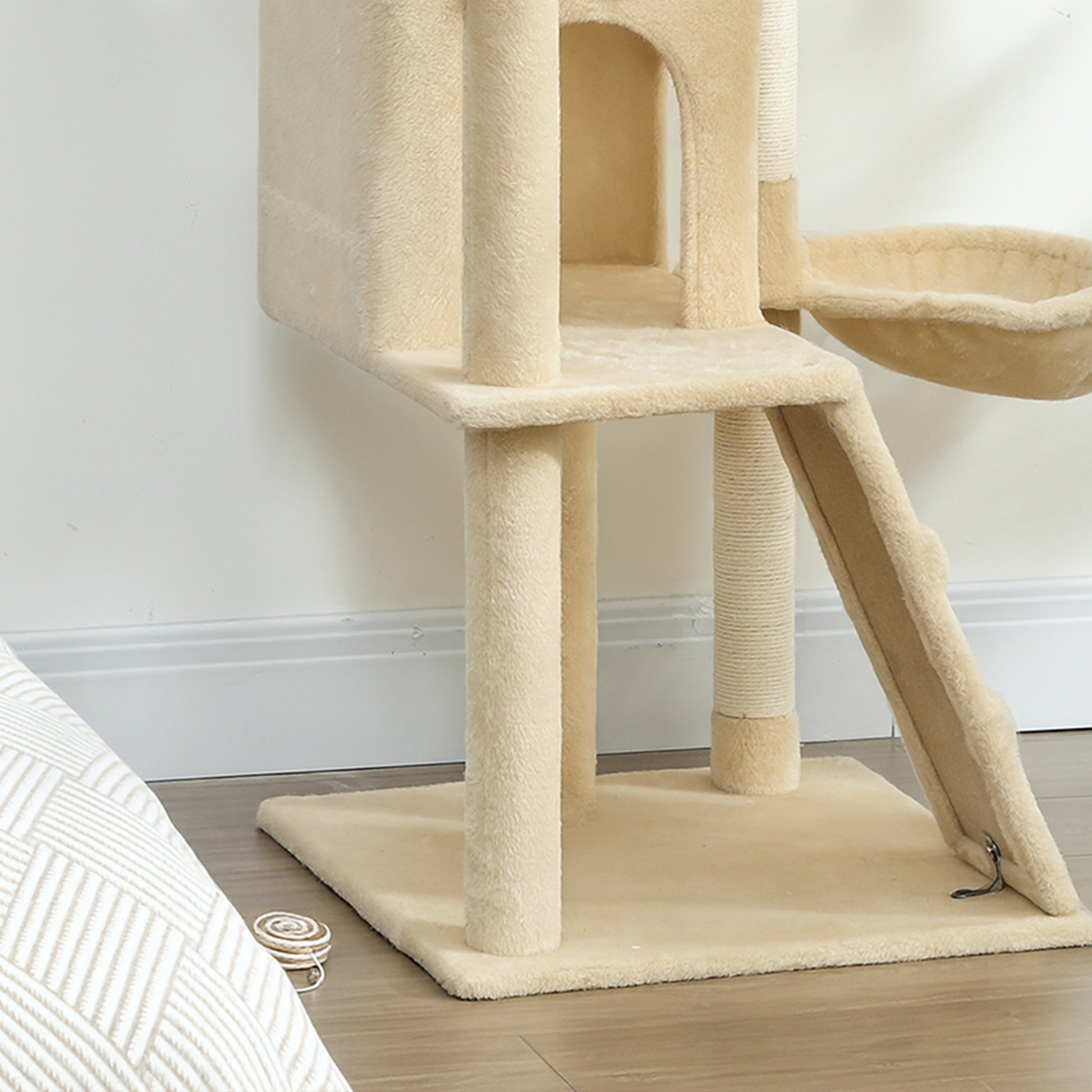 Pawhut Árbol Rascador Para Gatos 160 Cm Con Múltiples Plataformas Beige_3
