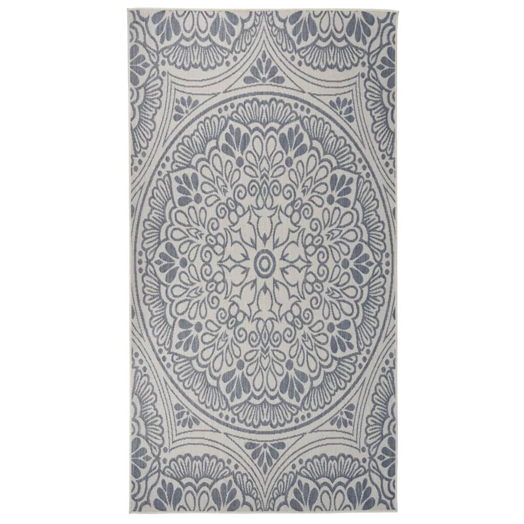 Vidaxl Alfombra De Exterior De Tejido Plano Rayas Azules 80x150 Cm_0