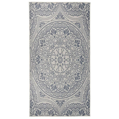Vidaxl Alfombra De Exterior De Tejido Plano Rayas Azules 80x150 Cm_0