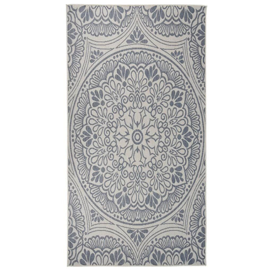 Vidaxl Alfombra De Exterior De Tejido Plano Rayas Azules 80x150 Cm_0