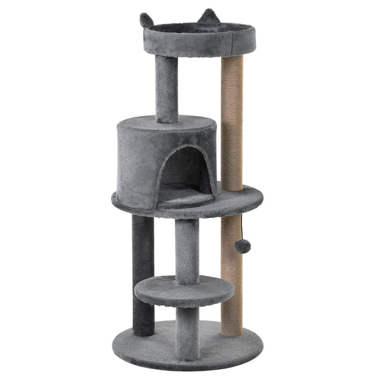 Pawhut Árbol Rascador Para Gatos 104 Cm Con Plataformas Refugio Postes De Sisal_0