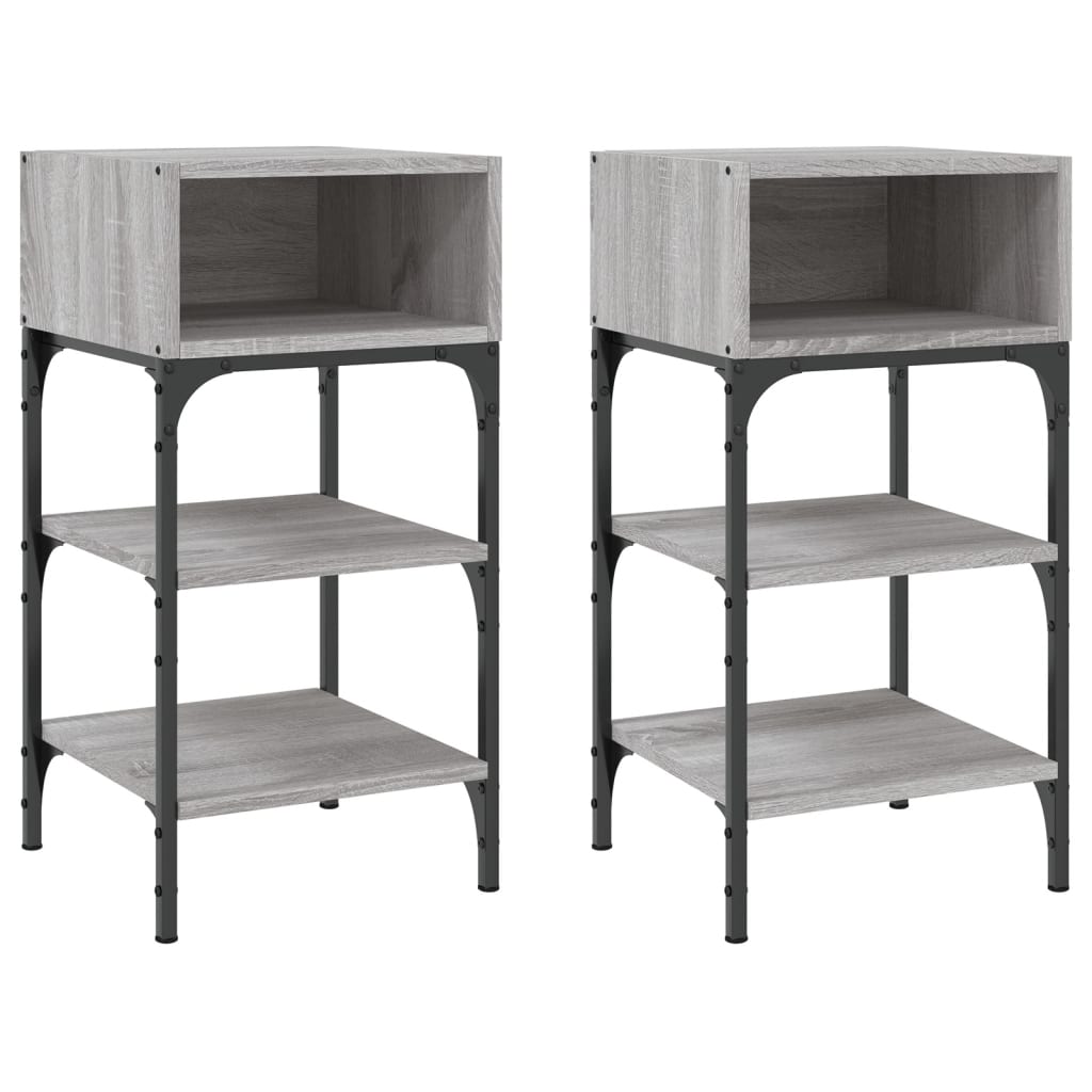 Mesitas Noche 2 Uds Madera Ingeniería Gris Sonoma 35x34,5x70 Cm_0