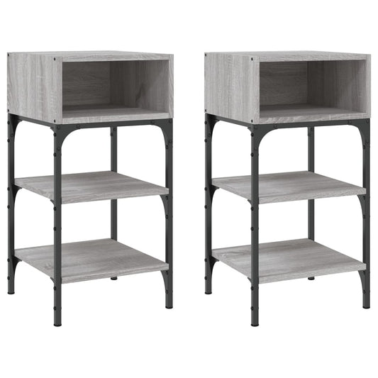 Mesitas Noche 2 Uds Madera Ingeniería Gris Sonoma 35x34,5x70 Cm_0