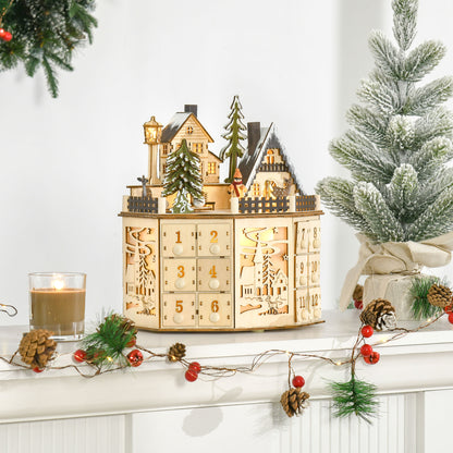 Homcom Calendario De Adviento Para Rellenar De Madera Con Luces Led Y 24 Cajones_1