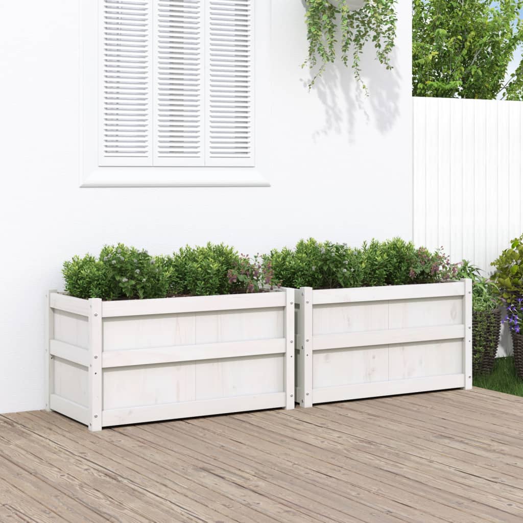 Jardineras De Exterior 2 Unidades Madera Maciza De Pino Blanco_1